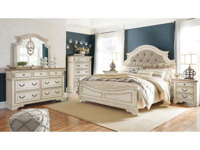 Signature Design by Ashley® Realyn King Upholstered Panel Bed, Dresser and Mirror - B743B52