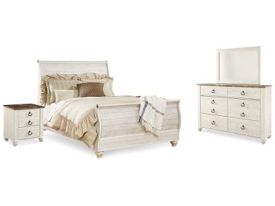 Signature Design by Ashley® Willowton Queen Sleigh Bed, Dresser, Mirror and 2 Nightstands - B267B55