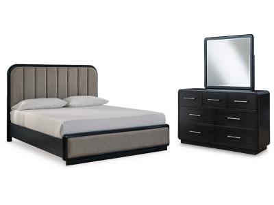 Signature Design by Ashley® Rowanbeck King Upholstered Panel Bed, Dresser and Mirror - B821B6