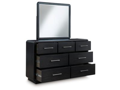 Signature Design by Ashley® Rowanbeck King Upholstered Panel Bed, Dresser and Mirror - B821B6