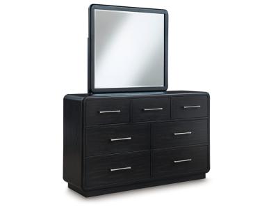 Signature Design by Ashley® Rowanbeck California King Upholstered Panel Bed, Dresser and Mirror - B821B7