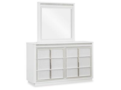 Signature Design by Ashley® Chalanna Queen Upholstered Storage Bed, Dresser and Mirror - B822B3