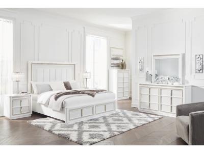 Signature Design by Ashley® Chalanna Queen Upholstered Storage Bed, Dresser and Mirror - B822B3