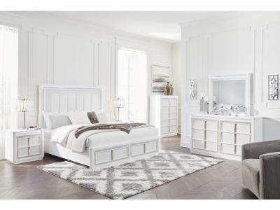 Signature Design by Ashley® Chalanna Queen Upholstered Storage Bed, Dresser and Mirror - B822B3