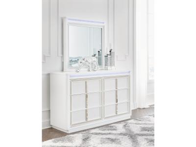 Signature Design by Ashley® Chalanna Queen Upholstered Storage Bed, Dresser and Mirror - B822B3