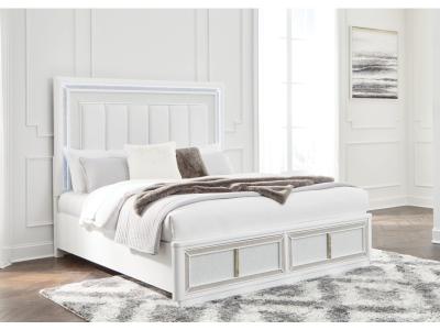 Signature Design by Ashley® Chalanna Queen Upholstered Storage Bed, Dresser and Mirror - B822B3