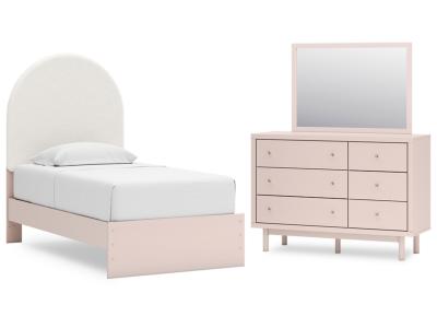 Signature Design by Ashley® Wistenpine Twin Upholstered Panel Bed, Dresser and Mirror - B1323B2