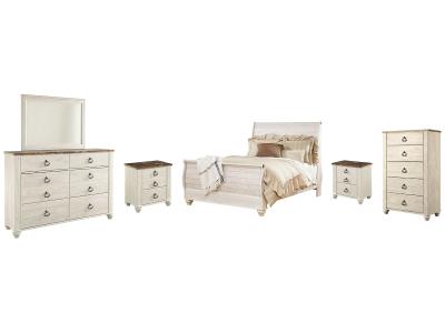 Signature Design by Ashley® Willowton Queen Sleigh Bed, Dresser, Mirror, Chest and 2 Nightstands - B267B56