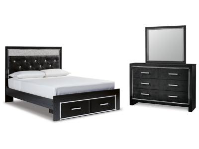 Signature Design by Ashley® Kaydell Queen Upholstered Panel Storage Platform Bed, Dresser and Mirror - B1420B33