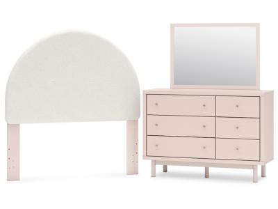 Signature Design by Ashley® Wistenpine Full Upholstered Panel Headboard, Dresser and Mirror - B1323B11