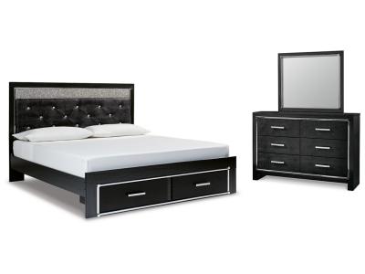 Signature Design by Ashley® Kaydell King Upholstered Panel Storage Platform Bed, Dresser and Mirror - B1420B65
