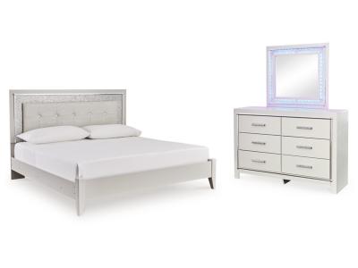 Signature Design by Ashley® Zyniden King Upholstered Panel Bed, Dresser and Mirror - B2114B12