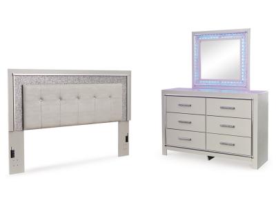 Signature Design by Ashley® Zyniden King Upholstered Panel Headboard, Dresser and Mirror - B2114B10