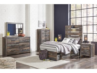 Signature Design by Ashley® Drystan Twin Panel Bed with Storage, Dresser, Mirror and Chest - B211B85