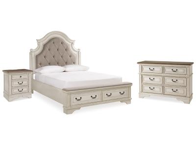 Signature Design by Ashley® Realyn Queen Upholstered Panel Bed with Storage, Dresser and Nightstand - B743B57
