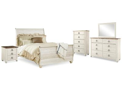 Signature Design by Ashley® Willowton Queen Sleigh Bed, Dresser, Mirror, Chest and Nightstand - B267B57