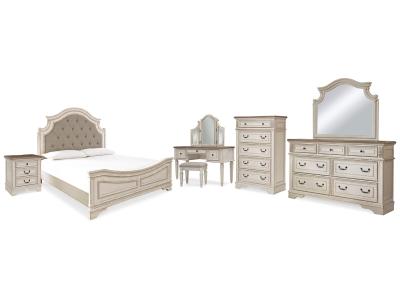 Signature Design by Ashley® Realyn King Panel Bed, Dresser, Mirror, Chest, Vanity and Nightstand - B743B58
