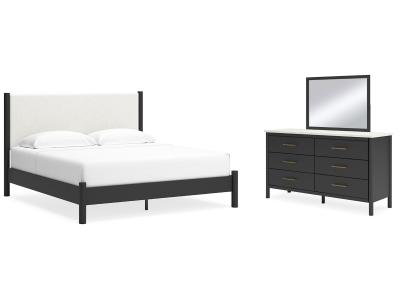 Signature Design by Ashley® Cadmori King Upholstered Panel Bed, Dresser and Mirror - B2616B9