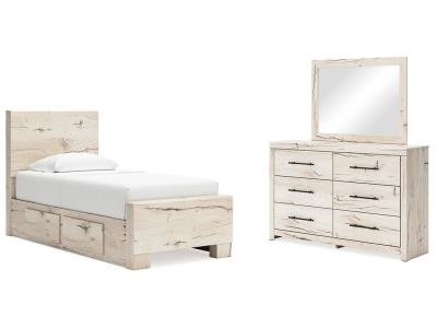 Signature Design by Ashley® Lawroy Twin Panel Bed with Storage, Dresser and Mirror - B2310B36