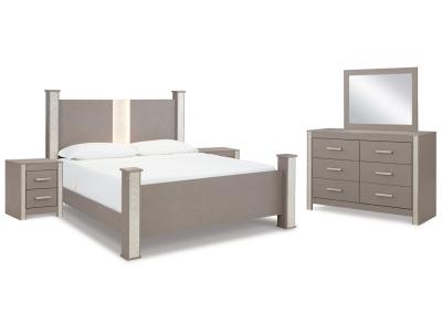 Signature Design by Ashley® Surancha King Poster Bed, Dresser, Mirror and 2 Nightstands - B1145B16