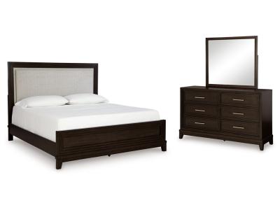 Signature Design by Ashley® Neymorton Queen Upholstered Panel Bed Dresser and Mirror - B618B3