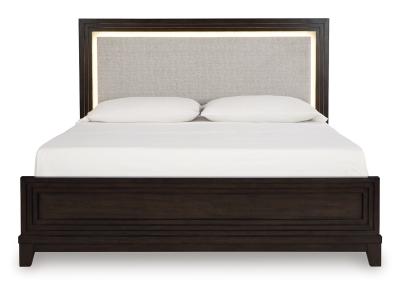 Signature Design by Ashley® Neymorton Queen Upholstered Panel Bed Dresser and Mirror - B618B3