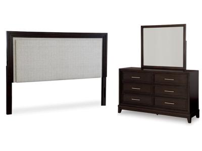 Signature Design by Ashley® Neymorton Queen Upholstered Panel Headboard, Dresser and Mirror - B618B6
