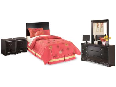 Signature Design by Ashley® Huey Vineyard Twin Sleigh Headboard Dresser Mirror and 2 Nightstands - B128B50