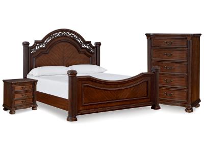 Signature Design by Ashley® Lavinton Queen Poster Bed Chest and Nightstand - B764B15
