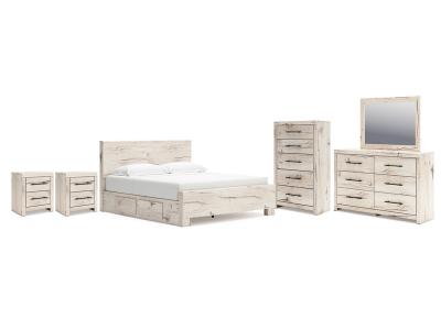 Signature Design by Ashley® Lawroy King Panel Storage Bed Dresser Mirror Chest and 2 Nightstands - B2310B45