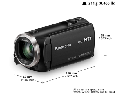 Panasonic 4k,Hd Camcorder with 90x Intelligent and 50x Optical Zoom  - HCV180