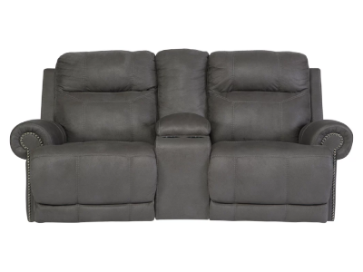 Ashley Austere Reclining Loveseat with Console in Gray - 3840194