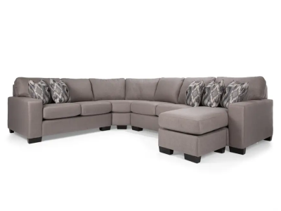 Decor-Rest Alessandra Right Facing My Custom 3 Piece Sectional in Joey Wood/ Pigeon Oreo - Alessandra Sectional (Right)