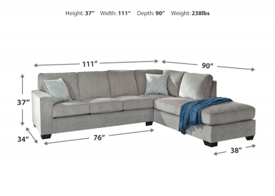 Ashley Altari Right Facing 2 Piece Sectional Sleeper in Alloy - AFHS-1476386K