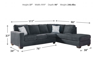 Ashley Altari Right Facing 2 Piece Sectional Sleeper in Slate - AFHS-1479252K